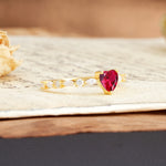 Luxurious Style Pavé 3-Prong Heart Cut Ruby Engagement Ring - Additional view