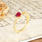 Luxurious Style Pavé 3-Prong Heart Cut Ruby Engagement Ring - Additional view