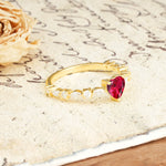 Luxurious Style Pavé 3-Prong Heart Cut Ruby Engagement Ring - Additional view