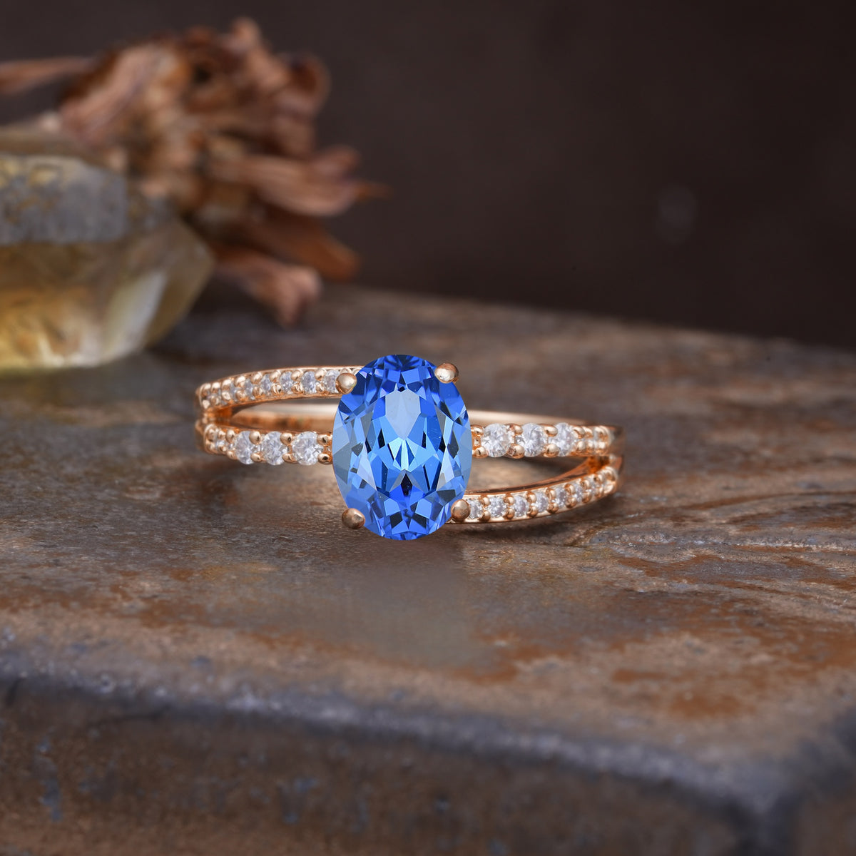 Unique, Classic, Rotating 4-Prong Oval Cut Sapphire Engagement Ring - Additional view