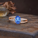 Unique, Classic, Rotating 4-Prong Oval Cut Sapphire Engagement Ring - Additional view