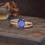 Unique, Classic, Rotating 4-Prong Oval Cut Tanzanite Engagement Ring - Additional view