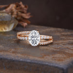 Unique, Classic, Rotating 4-Prong Oval Cut Lab Diamond Engagement Ring - Additional view
