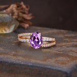 Unique, Classic, Rotating 4-Prong Oval Cut Amethyst Engagement Ring - Additional view