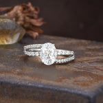 Unique, Classic, Rotating 4-Prong Oval Cut Moissanite Engagement Ring - Additional view