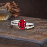 Unique, Classic, Rotating 4-Prong Oval Cut Ruby Engagement Ring - Additional view