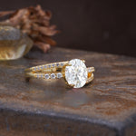 Unique, Classic, Rotating 4-Prong Oval Cut Moissanite Engagement Ring - Additional view