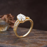 Unique, Classic, Rotating 4-Prong Oval Cut Moissanite Engagement Ring - Additional view