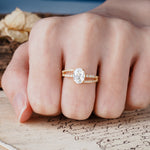 Unique, Classic, Rotating 4-Prong Oval Cut Moissanite Engagement Ring - Additional view