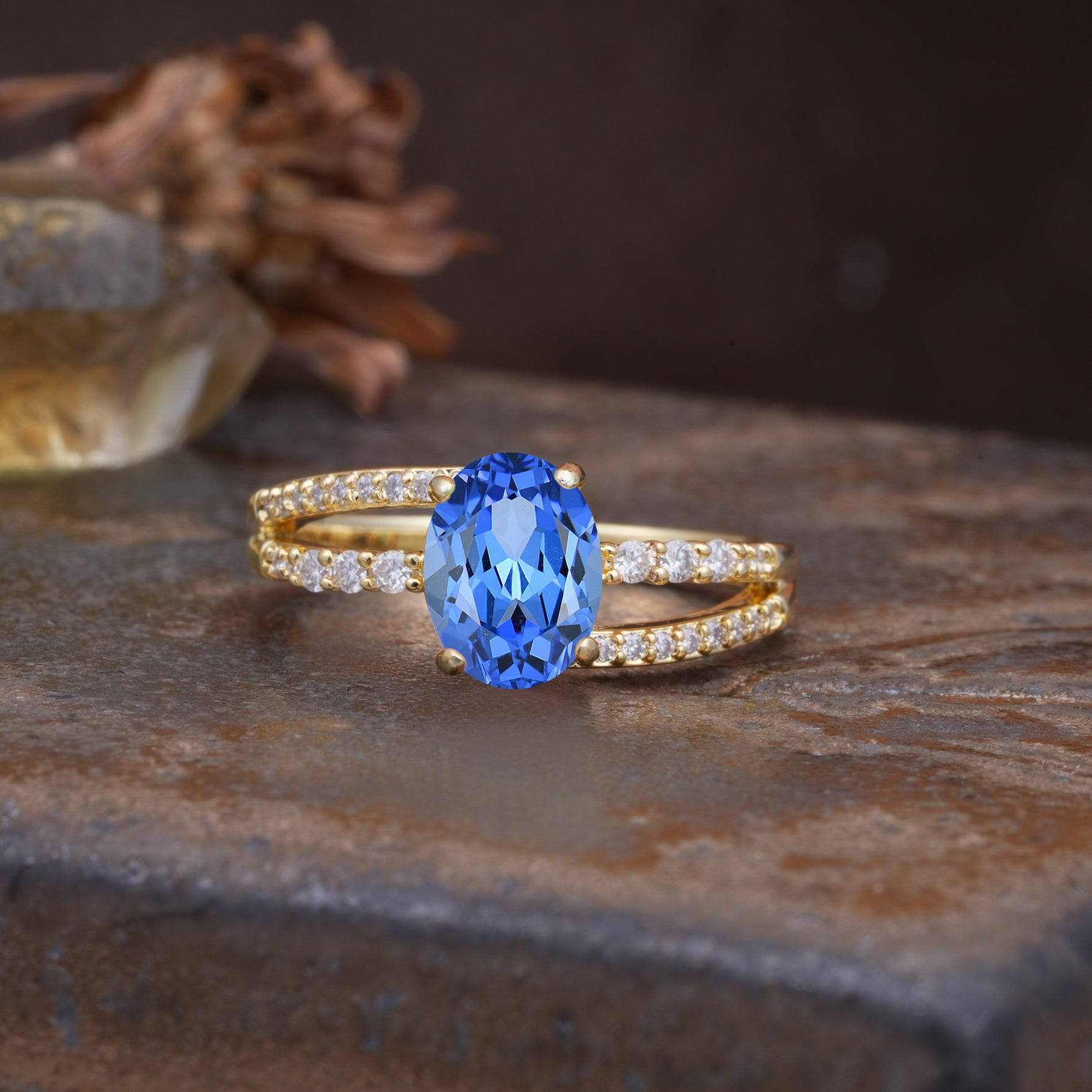 Unique, Classic, Rotating 4-Prong Oval Cut Sapphire Engagement Ring - Additional view