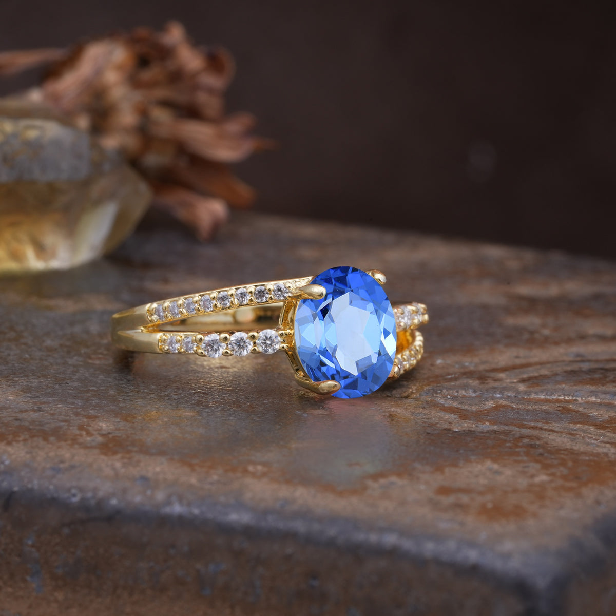 Unique, Classic, Rotating 4-Prong Oval Cut Sapphire Engagement Ring - Additional view