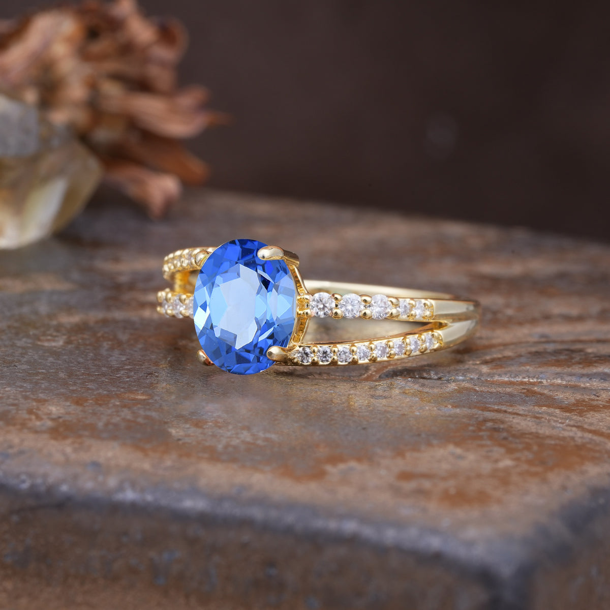 Unique, Classic, Rotating 4-Prong Oval Cut Sapphire Engagement Ring - Additional view