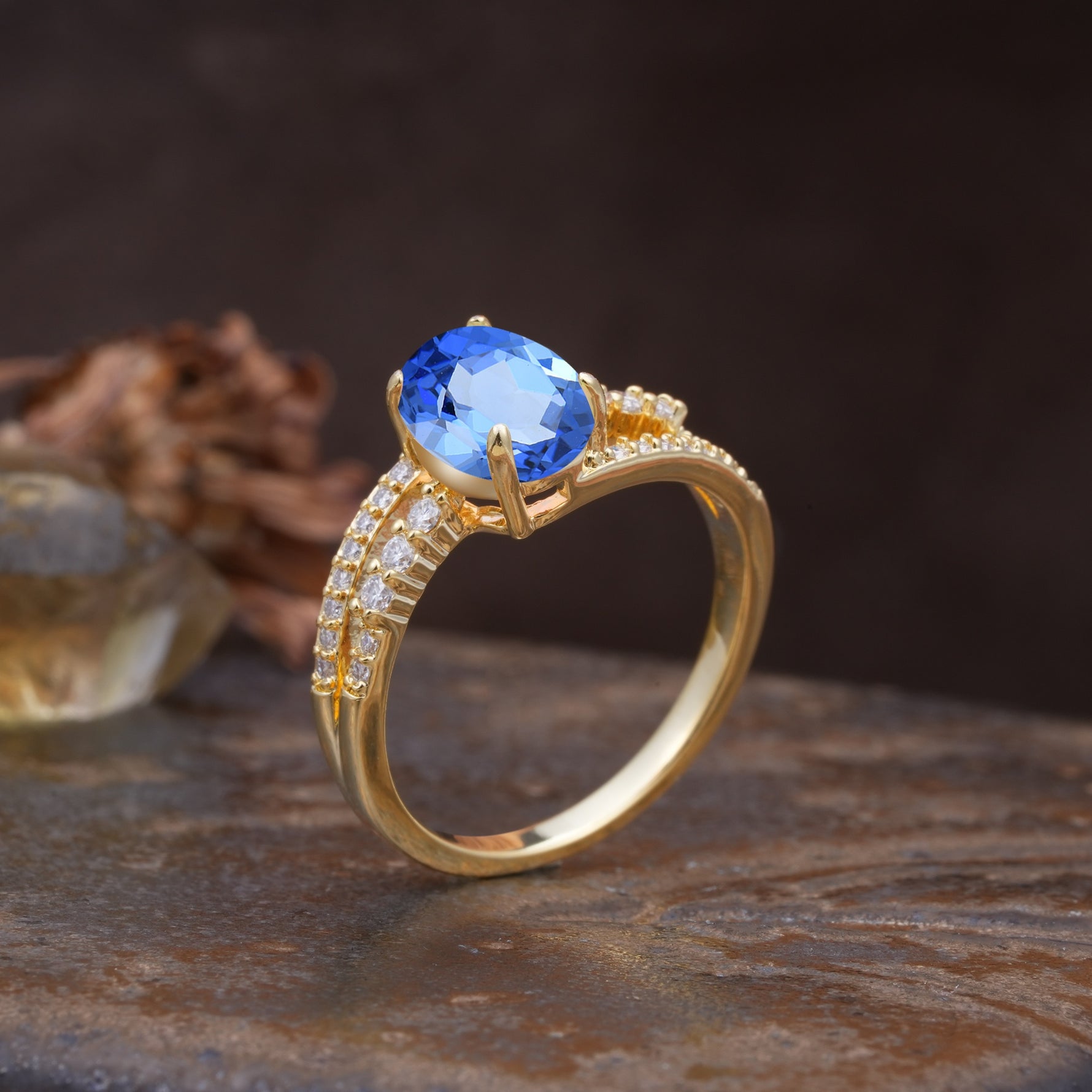Unique, Classic, Rotating 4-Prong Oval Cut Sapphire Engagement Ring - Additional view