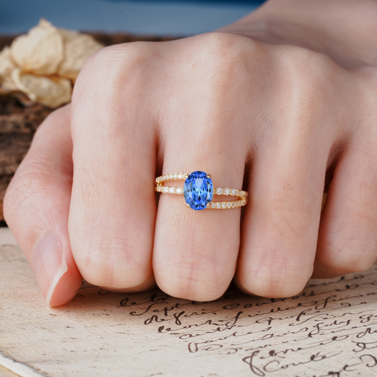Unique, Classic, Rotating 4-Prong Oval Cut Sapphire Engagement Ring - Additional view