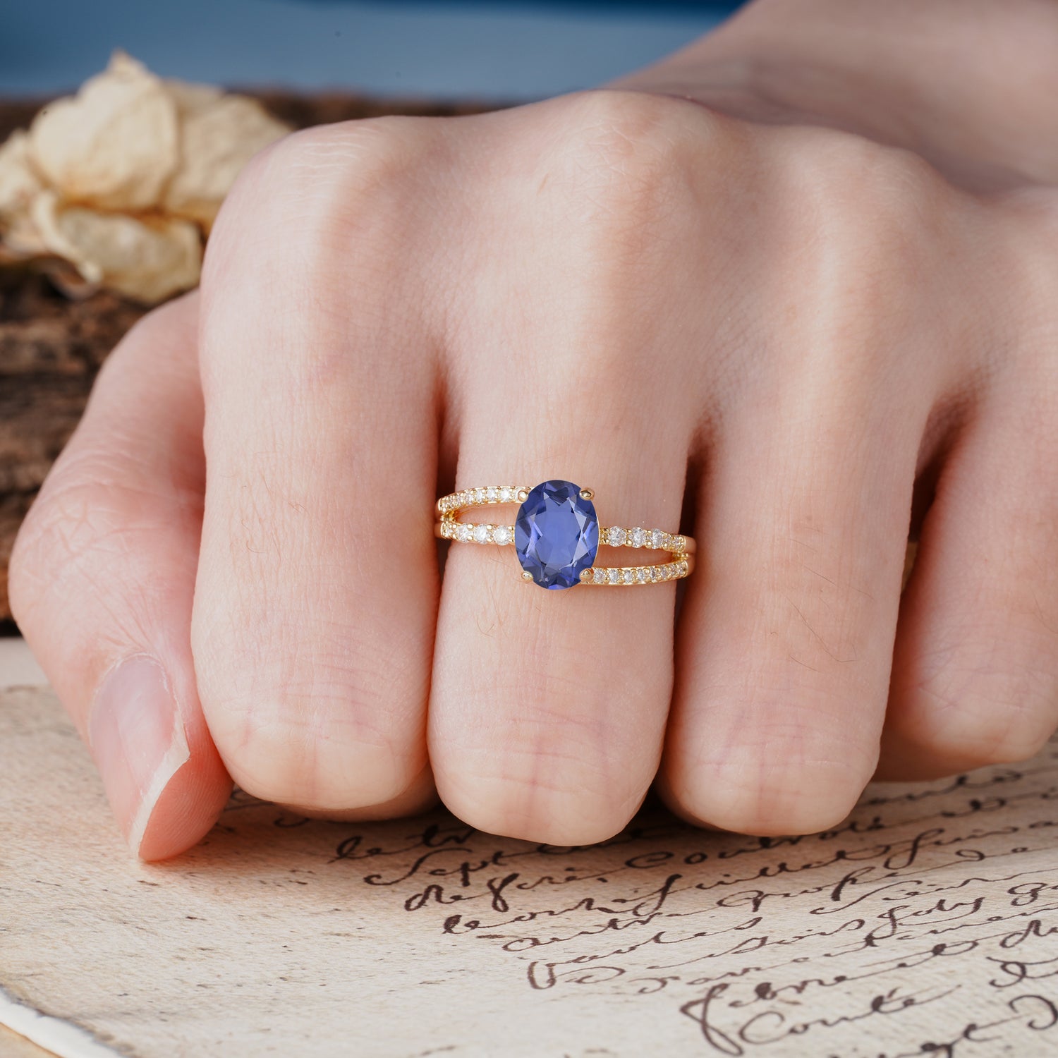 Unique, Classic, Rotating 4-Prong Oval Cut Tanzanite Engagement Ring