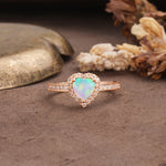 Unique and Classic 3-Prong Heart Cut Fire Opal Engagement Ring - Additional view