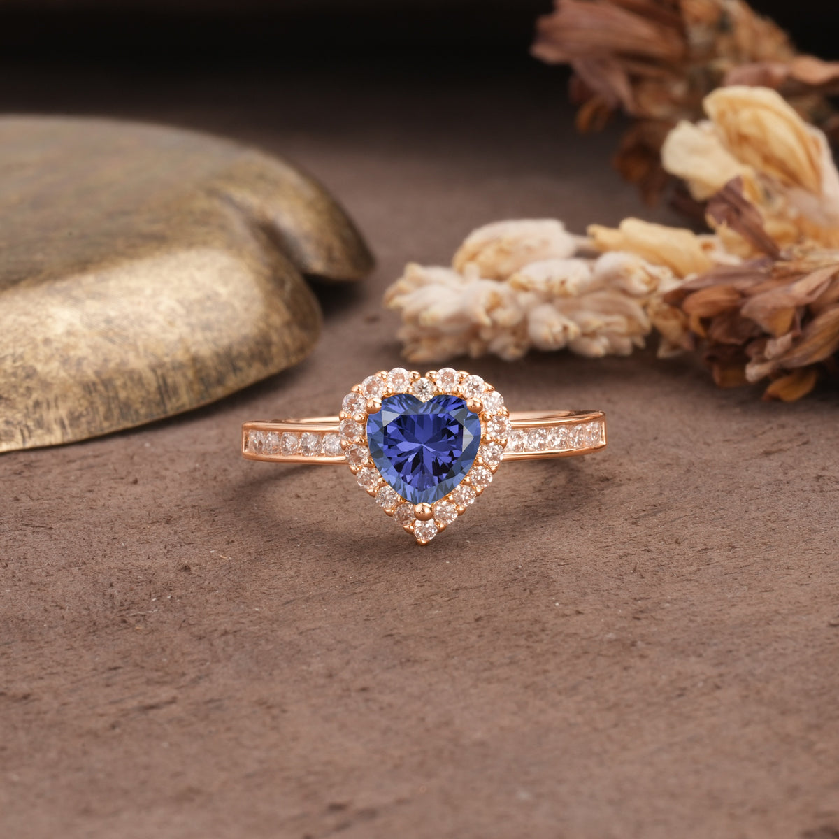 Unique and Classic 3-Prong Heart Cut Tanzanite Engagement Ring - Additional view