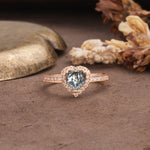 Unique and Classic 3-Prong Heart Cut Black Rutilated Quartz Engagement Ring - Additional view