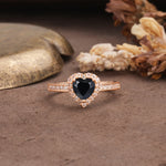 Unique and Classic 3-Prong Heart Cut Black Onyx Engagement Ring - Additional view