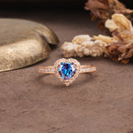 Unique and Classic 3-Prong Heart Cut Alexandrite Engagement Ring - Additional view