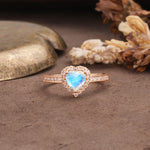 Unique and Classic 3-Prong Heart Cut Moonstone Engagement Ring - Additional view