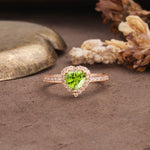 Unique and Classic 3-Prong Heart Cut Peridot Engagement Ring - Additional view
