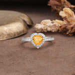 Unique and Classic 3-Prong Heart Cut Citrine Engagement Ring - Additional view