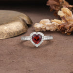 Unique and Classic 3-Prong Heart Cut Garnet Engagement Ring - Additional view