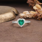 Unique and Classic 3-Prong Heart Cut Emerald Engagement Ring - Additional view