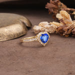Unique and Classic 3-Prong Heart Cut Sapphire Engagement Ring - Additional view