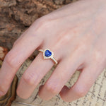 Unique and Classic 3-Prong Heart Cut Sapphire Engagement Ring - Additional view