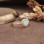 Unique and Classic 3-Prong Heart Cut Fire Opal Engagement Ring - Additional view