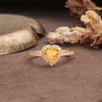 Unique and Classic 3-Prong Heart Cut Citrine Engagement Ring - Additional view