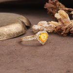 Unique and Classic 3-Prong Heart Cut Citrine Engagement Ring - Additional view