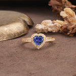 Unique and Classic 3-Prong Heart Cut Tanzanite Engagement Ring - Additional view