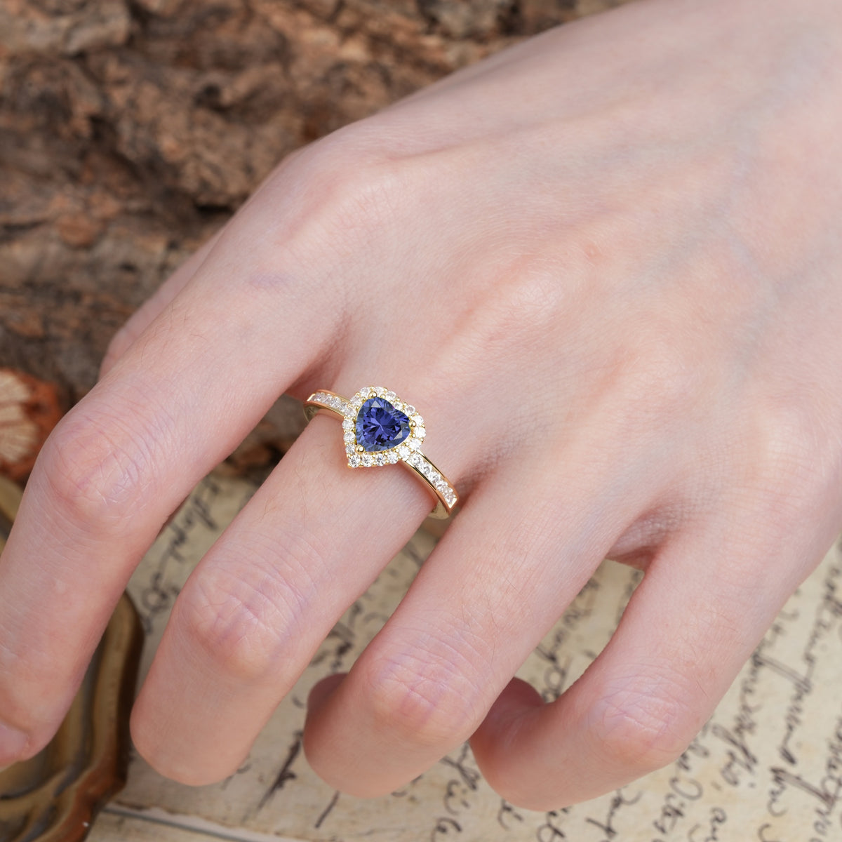 Unique and Classic 3-Prong Heart Cut Tanzanite Engagement Ring - Additional view