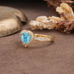 Unique and Classic 3-Prong Heart Cut Turquoise Engagement Ring - Additional view
