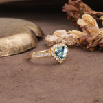 Unique and Classic 3-Prong Heart Cut Moss Agate Engagement Ring - Additional view