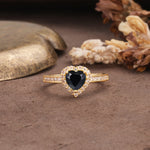 Unique and Classic 3-Prong Heart Cut Black Onyx Engagement Ring - Additional view