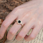 Unique and Classic 3-Prong Heart Cut Black Onyx Engagement Ring - Additional view