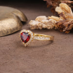 Unique and Classic 3-Prong Heart Cut Garnet Engagement Ring - Additional view