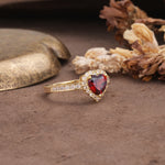 Unique and Classic 3-Prong Heart Cut Garnet Engagement Ring - Additional view