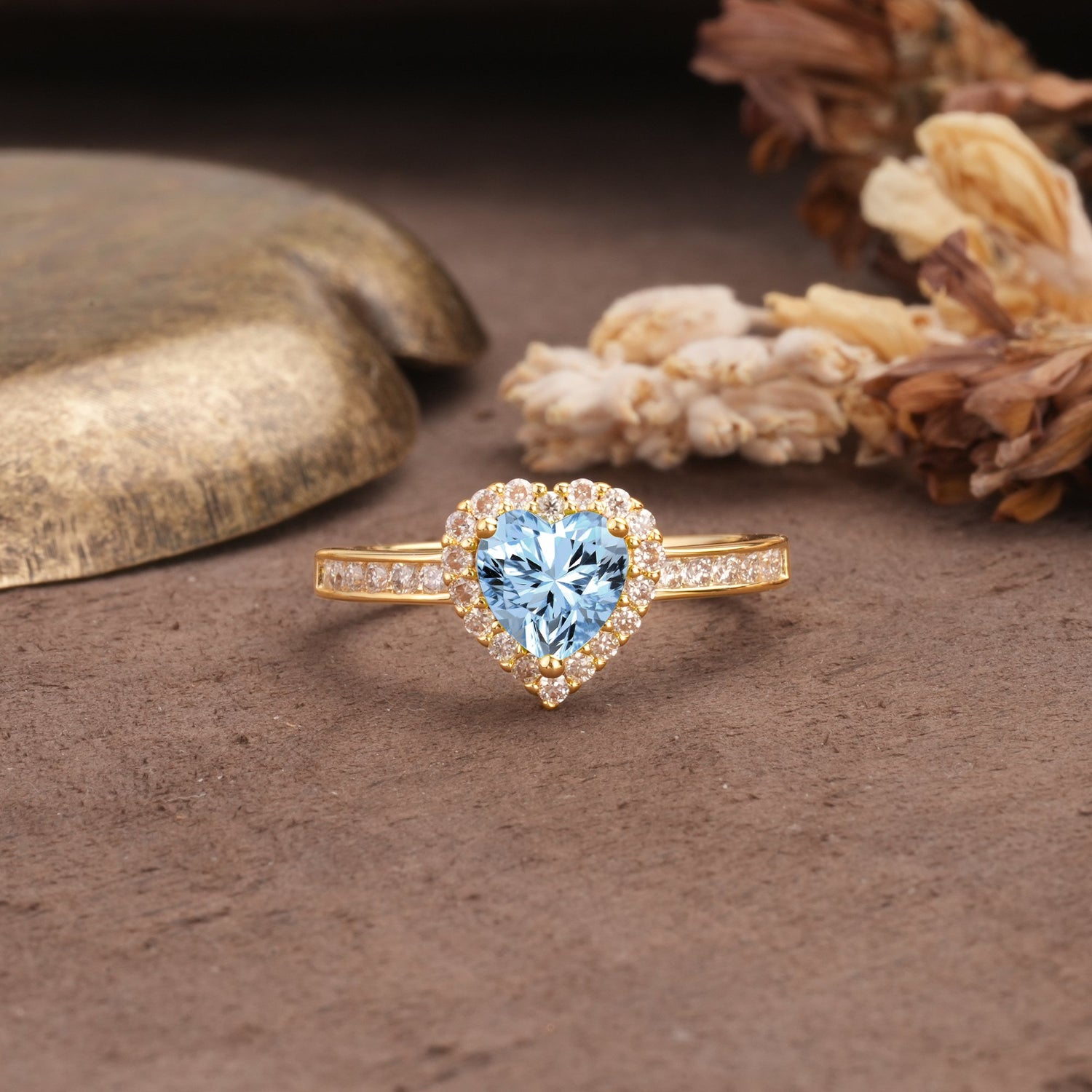 Unique and Classic 3-Prong Heart Cut Aquamarine Engagement Ring