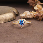 Unique and Classic 3-Prong Heart Cut Alexandrite Engagement Ring - Additional view