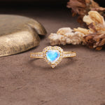 Unique and Classic 3-Prong Heart Cut Moonstone Engagement Ring - Additional view