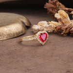 Unique and Classic 3-Prong Heart Cut Ruby Engagement Ring - Additional view