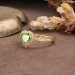 Unique and Classic 3-Prong Heart Cut Peridot Engagement Ring - Additional view