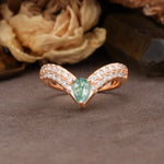 Luxurious Crown 3-Prong Pear Cut Moss Agate Engagement Ring - Additional view