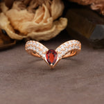 Luxurious Crown 3-Prong Pear Cut Garnet Engagement Ring - Additional view