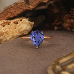 Unique, Classic, and Minimalist 3-Prong Pear Cut Tanzanite Engagement Ring - Additional view